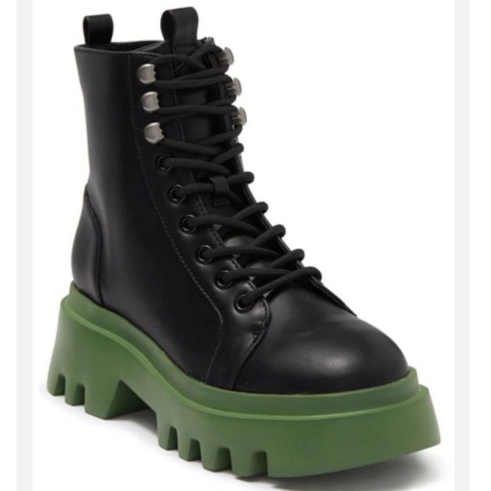 ABOUND Black and Green Platform Lace-up Combat Bootie Women’s Size 9